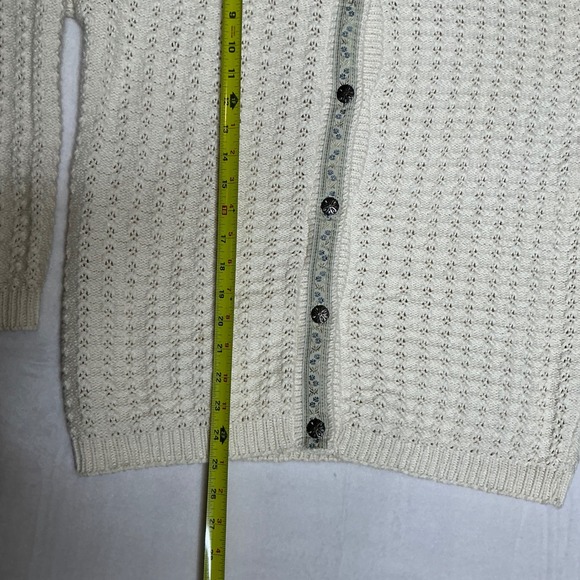 Vintage 90's Alps Ivory Chunky Handknit Floral Sweater Womens Grandma Fashion - Picture 5 of 7